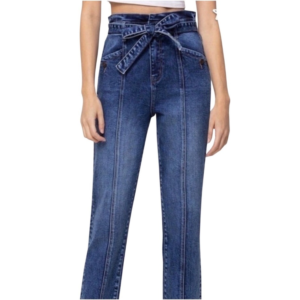 Vervet by Flying Monkey Erika Mom Stretch‎ Jeans Paperbag Waist Straight Leg 29